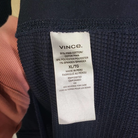 Vince Thermal Long Sleeve Crew Neck T-Shirt Men's XL Dark Navy Blue Top - Picture 5 of 9